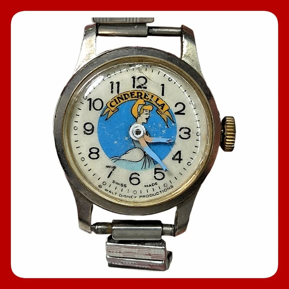 Vintage Walt Disney Productions Cinderella Swiss Made Manual Wind Watch Small